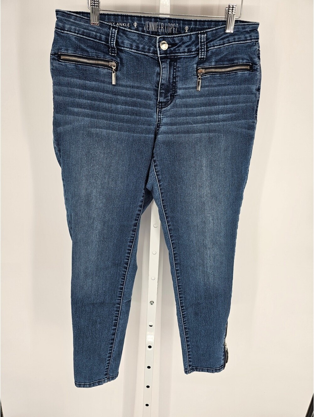 Jennifer Lopez Womens Sz 10 Mid Rise Skinny Leg Blue Jeans w/ Zip Pocket